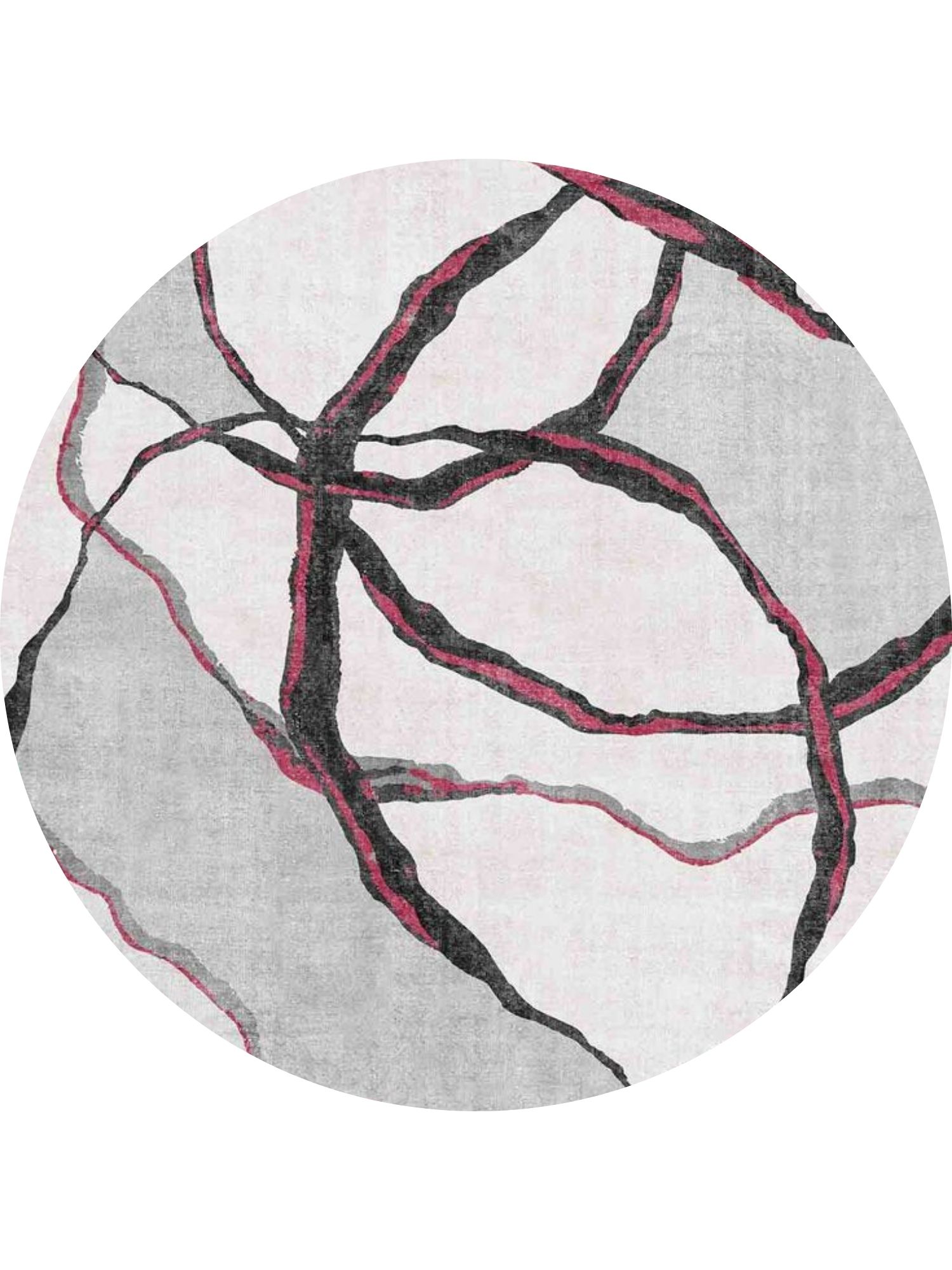 11 Circular rug design with charcoal and soft pink design line details