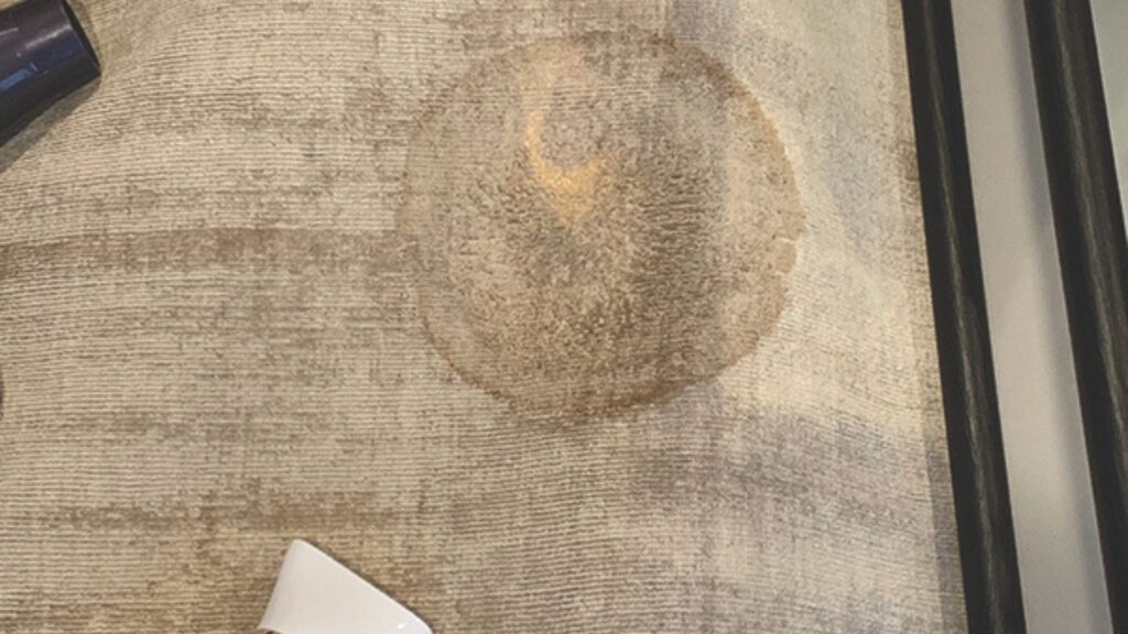 Viscose rug that has been damaged