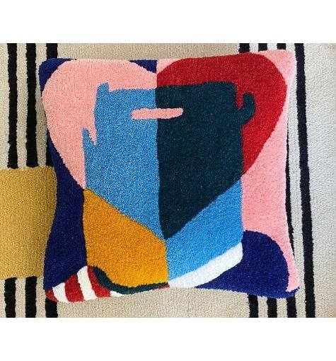 handtufted wool pillow with abstract design detail. Designed by artist Renee Rossouw