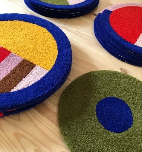 handtufted circular rugs in bold colours, designed by Renee Rossouw