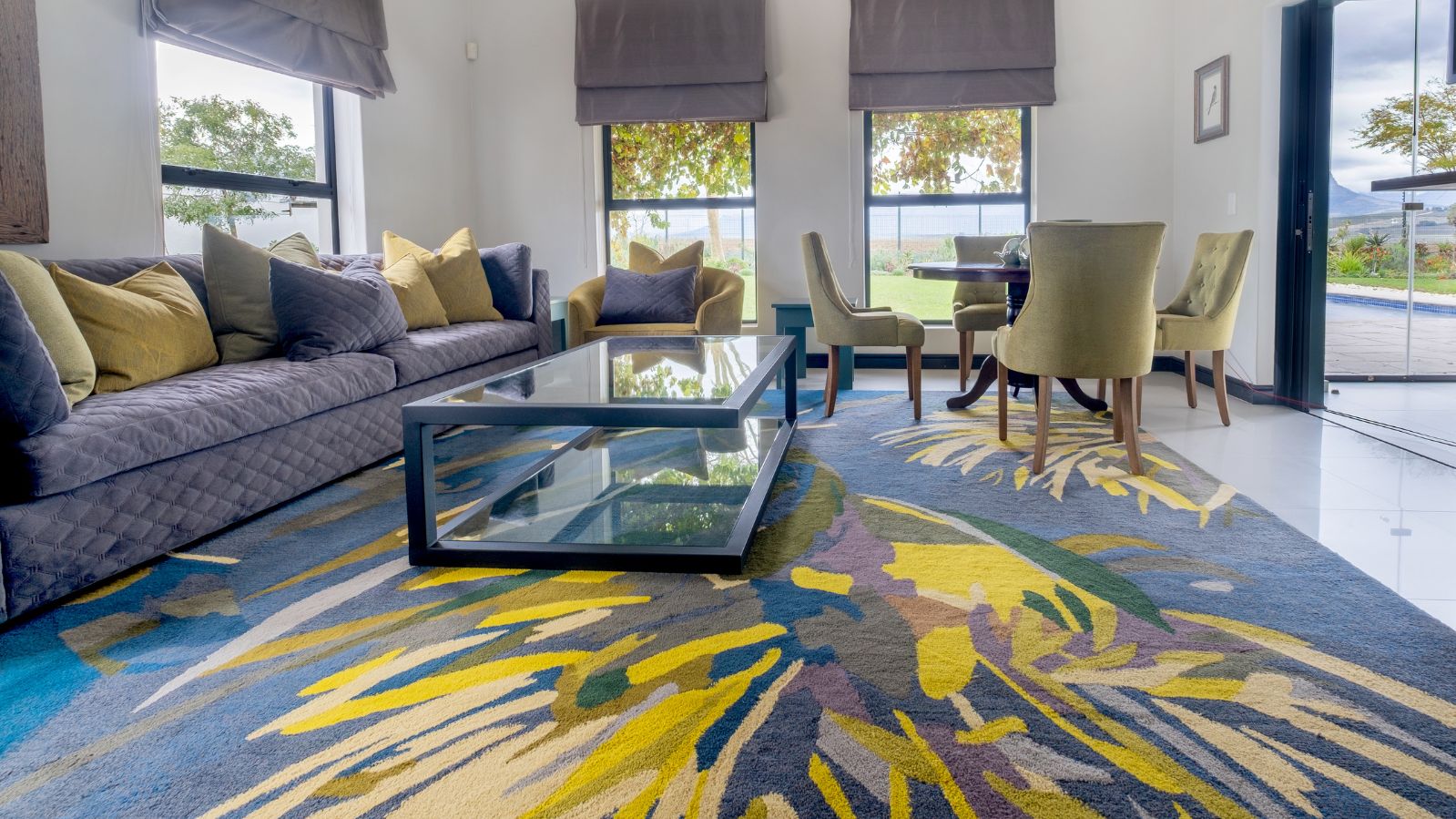 Placing heavy furniture on rug layouts featuring a custom high-density pile.